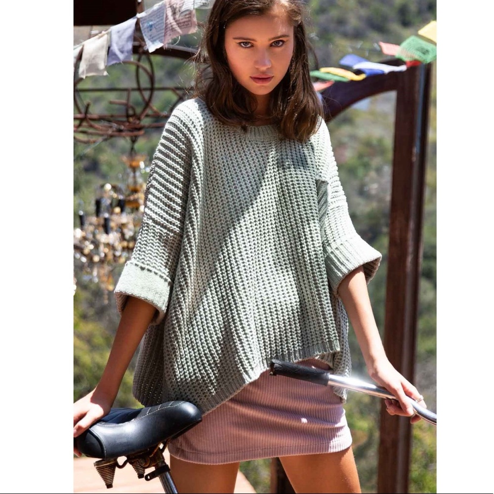 Pocket Chenille Pullover Sage sweater top